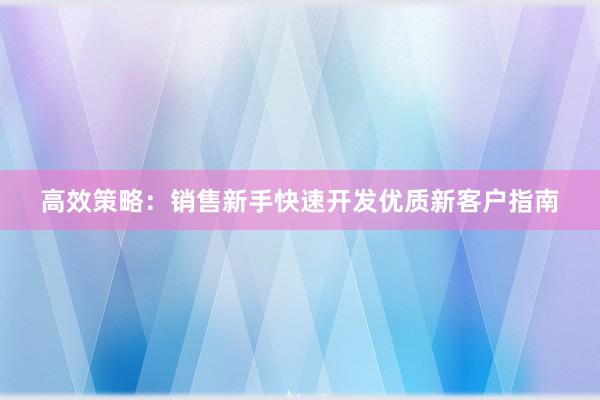 高效策略：销售新手快速开发优质新客户指南